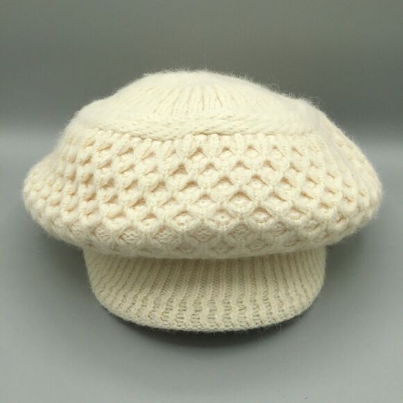 Adora Womens Angora Beret Hat Cap Rabbit Hair Blend Cream Knit BOHO OS One Size - Picture 3 of 10